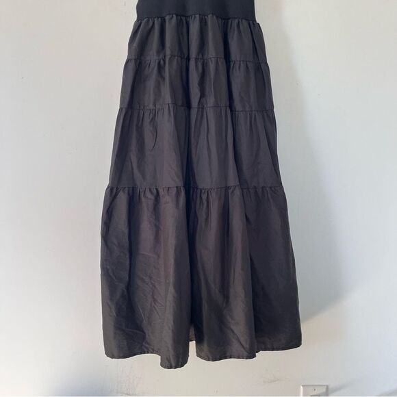 Jason Wu NWT Black V-Neck Bodice Tiered Prairie Midi Dress - Picture 9 of 16